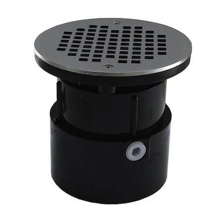 Jones Stephens 4in ABS Pipe Fit Adjustable General Purpose Drain with 6-1/8in Chrome Plated Strainer D53279